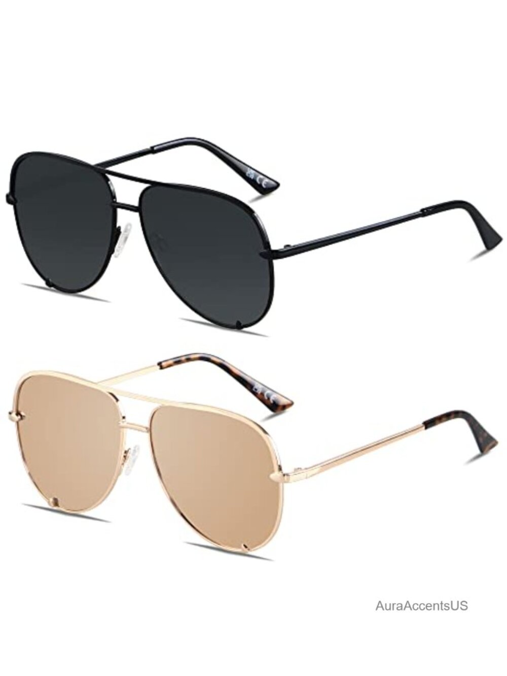 Oversized Aviator Sunglasses UV400 Full Frame Metal Driving Unisex